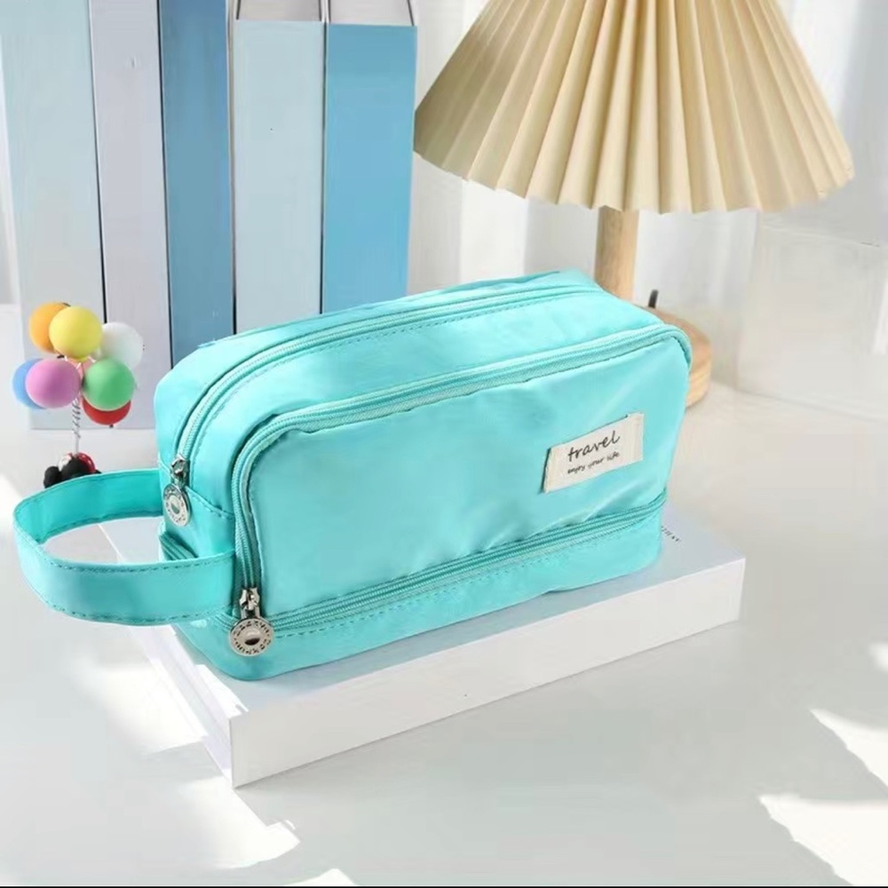 Pencil Case Aqua Green School And Office Supplies Zippered Organizer